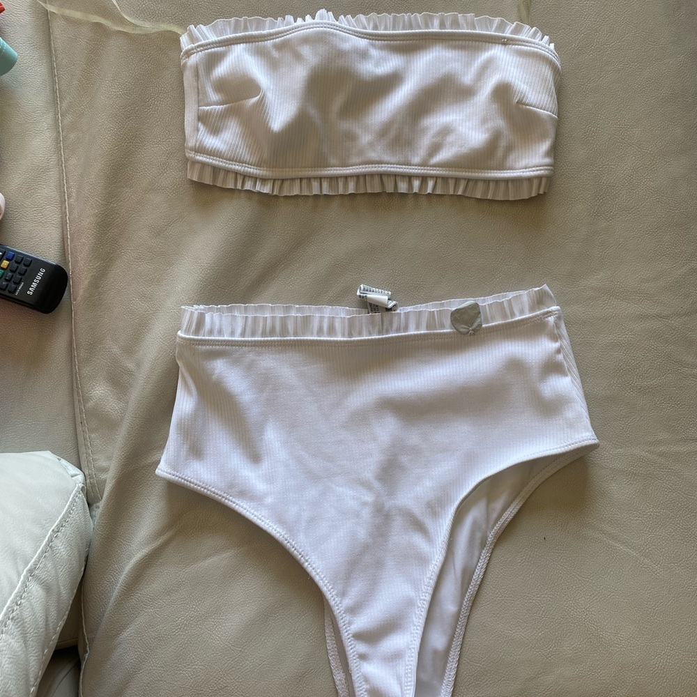Forever 21 White Bandeau Bikini Set